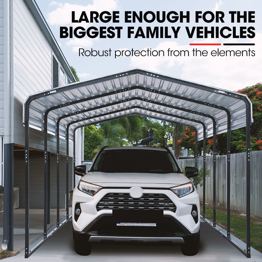 SHADE SHIELD Single Carport Shed 3.3 x 6 x 2.9m, Galvanised Steel Frame, Powder Coated Gable Roof, Shelter for Car Caravan Boat Tractor Agricultural