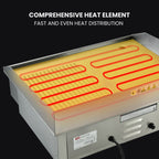 THERMOMATE Commercial Electric Griddle TH-G04, 2400W 55x35cm Half Ribbed Surface