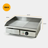 THERMOMATE Commercial Electric Griddle TH-G04, 2400W 55x35cm Half Ribbed Surface