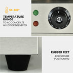 THERMOMATE Commercial Electric Griddle TH-G04, 2400W 55x35cm Half Ribbed Surface