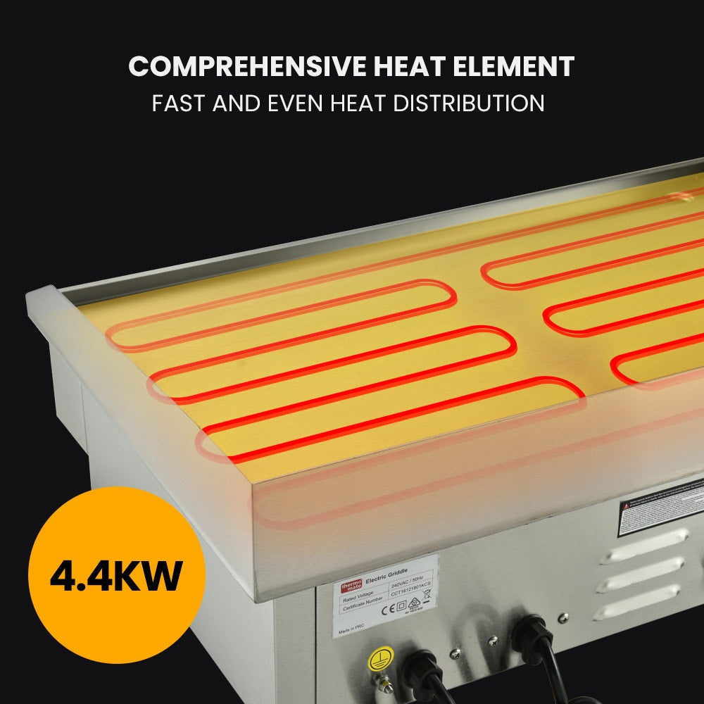 THERMOMATE Commercial Electric Griddle TH-G05, 4400W 73x37cm Flat Cooking Surface