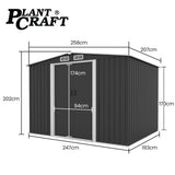 PlantCraft Galvanised Steel Garden Shed - 2.58m x 2.07m