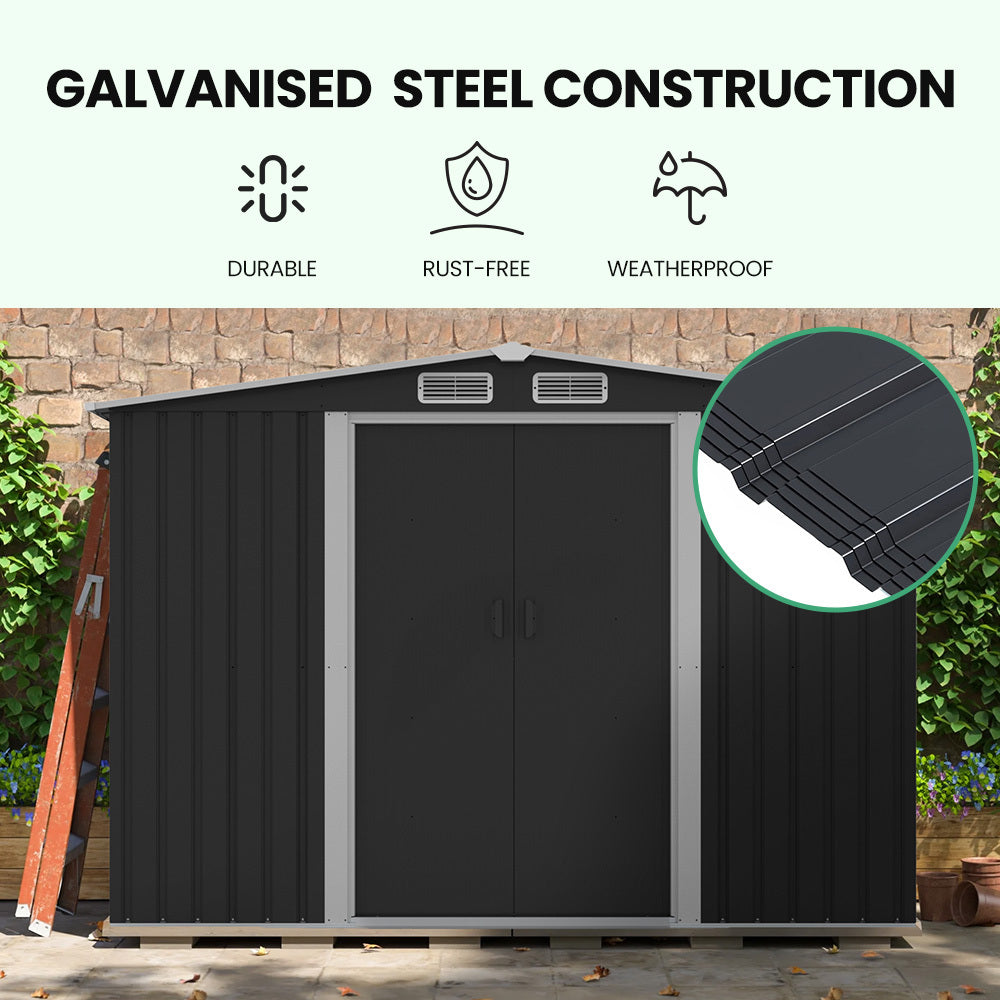 PlantCraft Galvanised Steel Garden Shed - 2.58m x 2.07m