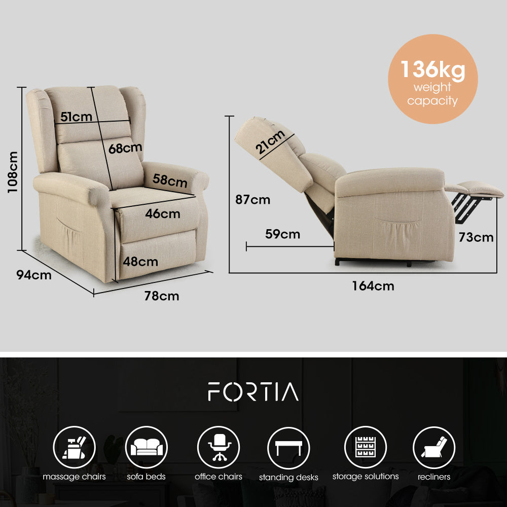FORTIA Electric Recliner Lift Chair with Massage and Heat