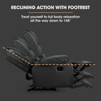 Fortia Luxury Recliner Lounge Chair – Black Faux Leather Armchair for Home Theatre and Relaxation