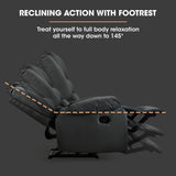 Fortia Luxury Recliner Lounge Chair – Black Faux Leather Armchair for Home Theatre and Relaxation