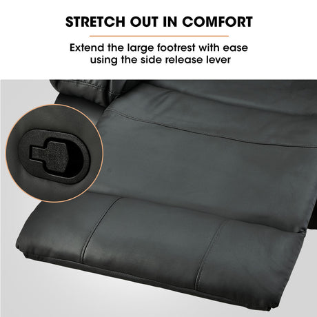 Fortia Luxury Recliner Lounge Chair – Black Faux Leather Armchair for Home Theatre and Relaxation