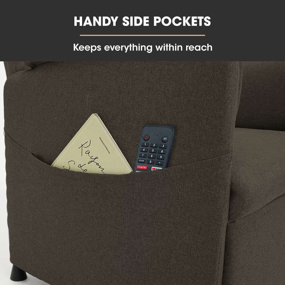 FORTIA Electric Recliner Armchair in Beige with Memory Settings and Dual Side Pockets