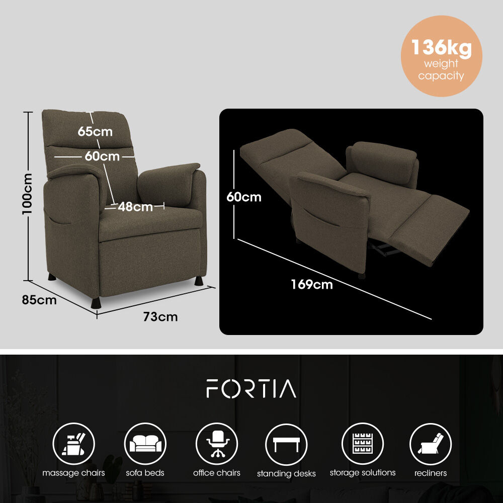 FORTIA Electric Recliner Armchair in Beige with Memory Settings and Dual Side Pockets
