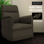 FORTIA Electric Recliner Armchair in Beige with Memory Settings and Dual Side Pockets