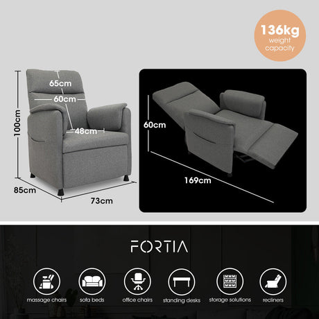 FORTIA Electric Recliner Armchair in Grey - Ultimate Comfort and Style