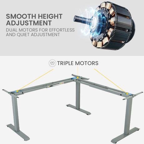 FORTIA 3-Motor Height Adjustable Corner Desk