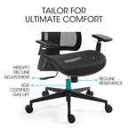 Fortia Ergonomic Office Desk Chair - Black Mesh