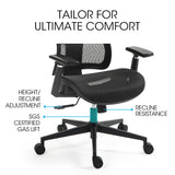 Fortia Ergonomic Office Desk Chair - Black Mesh