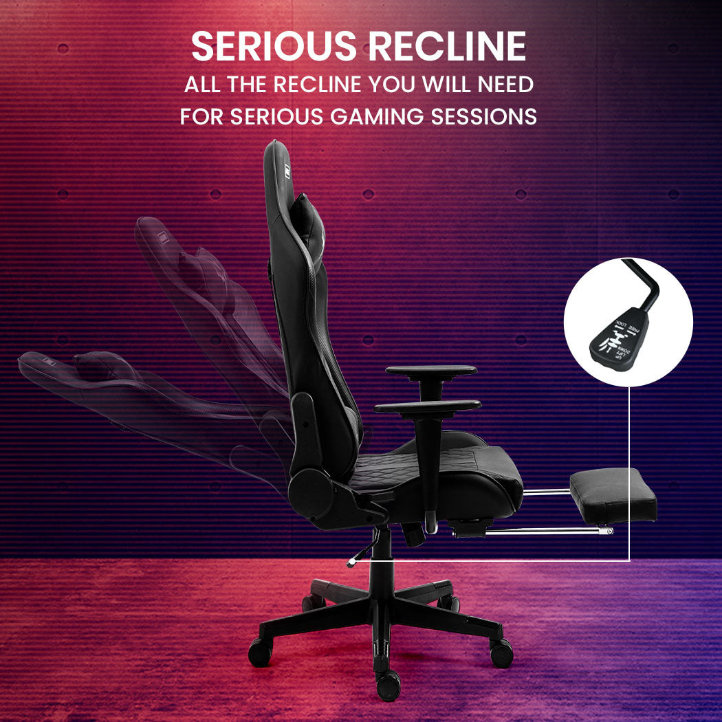 Ergonomic Reclining Gaming Chair with Footrest