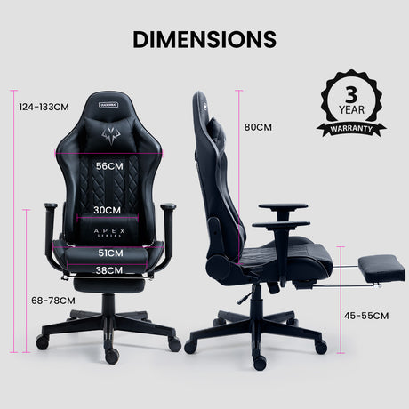 Ergonomic Reclining Gaming Chair with Footrest