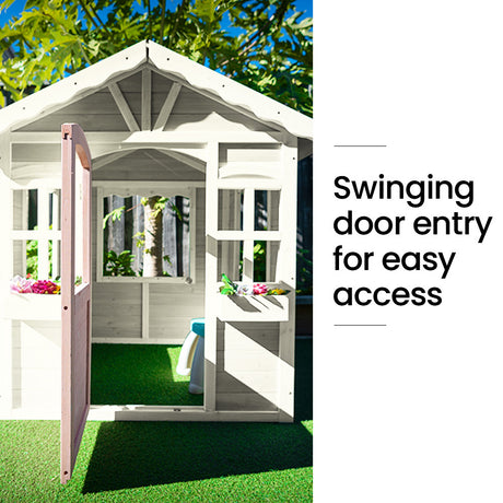 Rovo Kids Wooden Cubby House Playhouse