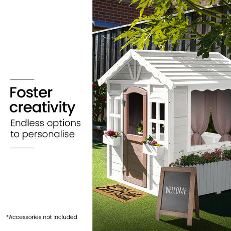 Rovo Kids Wooden Cubby House Playhouse