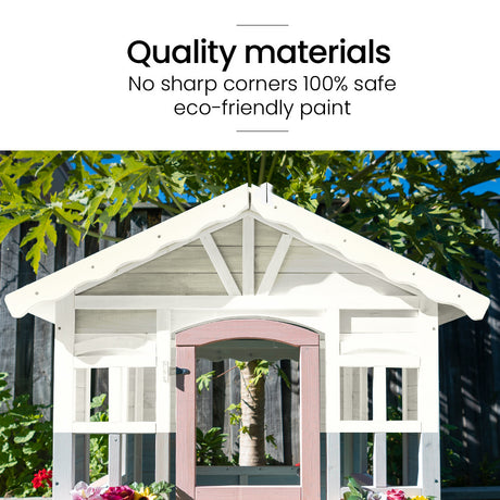 Rovo Kids Wooden Cubby House Playhouse