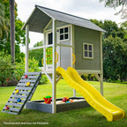 Rovo Kids Wooden Tower Cubby House with Slide