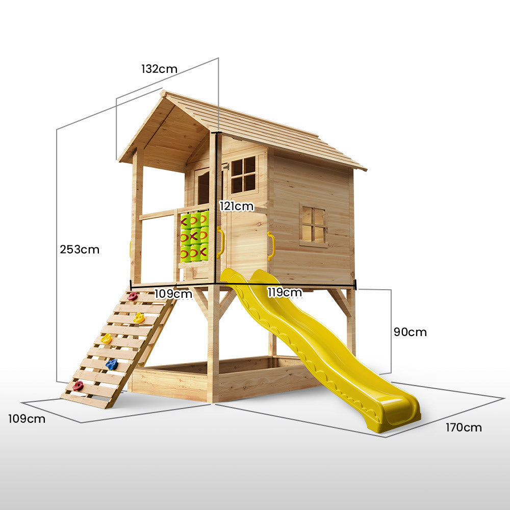 Rovo Kids Wooden Tower Cubby House