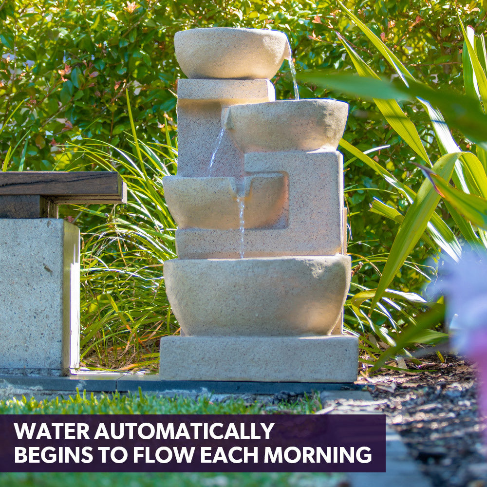 Elegant 4 Bowl Solar Fountain with LED Lights