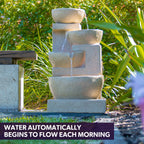 Elegant 4 Bowl Solar Fountain with LED Lights