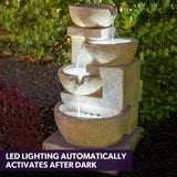 Elegant 4 Bowl Solar Fountain with LED Lights