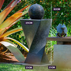 Twisted Design Solar Water Fountain with LED Lights