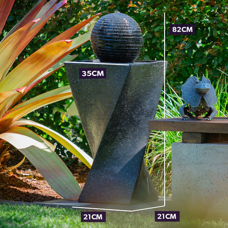 Twisted Design Solar Water Fountain with LED Lights