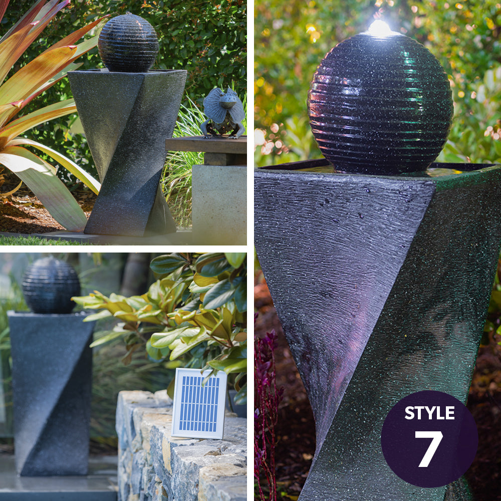 Twisted Design Solar Water Fountain with LED Lights