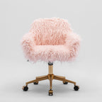 Fluffy Pink Faux Fur Swivel Office Chair