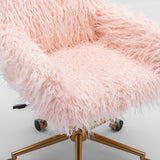 Fluffy Pink Faux Fur Swivel Office Chair