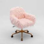 Fluffy Pink Faux Fur Swivel Office Chair