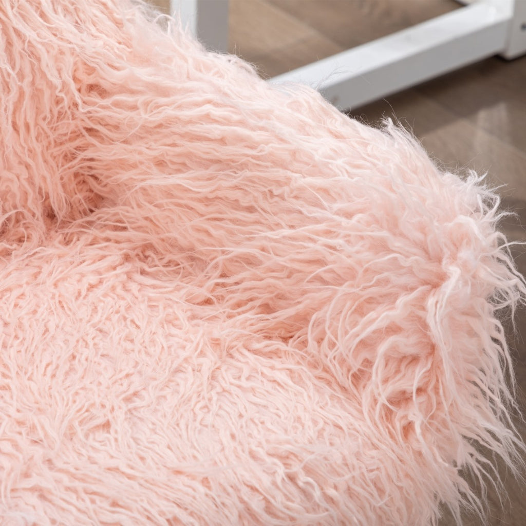 Fluffy Pink Faux Fur Swivel Office Chair