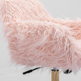 Fluffy Pink Faux Fur Swivel Office Chair