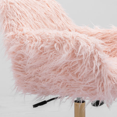 Fluffy Pink Faux Fur Swivel Office Chair