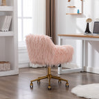 Fluffy Pink Faux Fur Swivel Office Chair