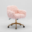 Fluffy Pink Faux Fur Swivel Office Chair