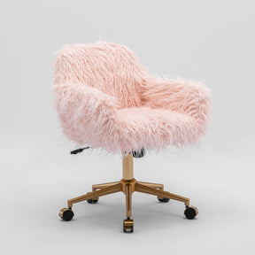 Fluffy Pink Faux Fur Swivel Office Chair
