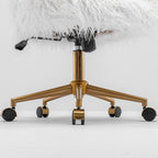 Fluffy White Faux Fur Swivel Desk Chair