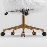 Fluffy White Faux Fur Swivel Desk Chair