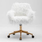 Fluffy White Faux Fur Swivel Desk Chair