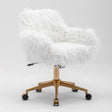 Fluffy White Faux Fur Swivel Desk Chair