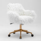 Fluffy White Faux Fur Swivel Desk Chair