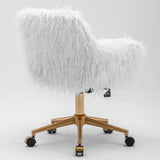 Fluffy White Faux Fur Swivel Desk Chair