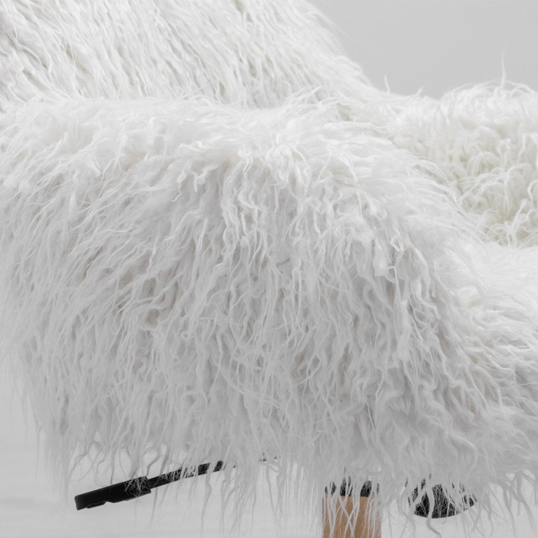 Fluffy White Faux Fur Swivel Desk Chair