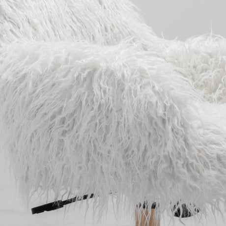 Fluffy White Faux Fur Swivel Desk Chair
