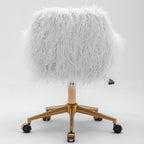 Fluffy White Faux Fur Swivel Desk Chair