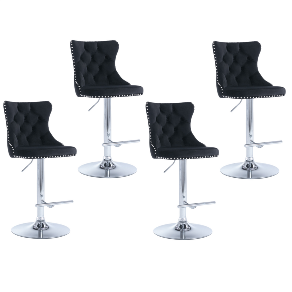 Elegant Height Adjustable Velvet Bar Stool